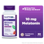 Natrol Melatonin Fast Dissolve Strawberry 10mg 20 Tablets أقراص ميلاتونين بنكهة الفراولة سريعة الذوبان لنوم هادىء ومريح