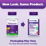Natrol Melatonin Fast Dissolve Strawberry 10mg 20 Tablets أقراص ميلاتونين بنكهة الفراولة سريعة الذوبان لنوم هادىء ومريح