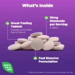 Natrol Melatonin Fast Dissolve Strawberry 10mg 20 Tablets أقراص ميلاتونين بنكهة الفراولة سريعة الذوبان لنوم هادىء ومريح