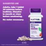 Natrol Melatonin Fast Dissolve Strawberry 10mg 20 Tablets أقراص ميلاتونين بنكهة الفراولة سريعة الذوبان لنوم هادىء ومريح