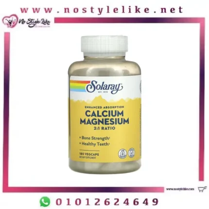 Solaray CALCIUM MAGNESIUM 180 Veg Capsules لصحة عظام أقوي