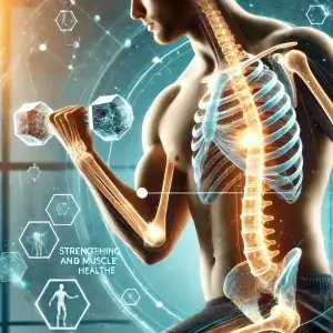 DALL·E 2025 03 01 14.48.21 An image of a strong and active person highlighting bone and muscle health. The person is lifting light weights or engaging in a physical activity th