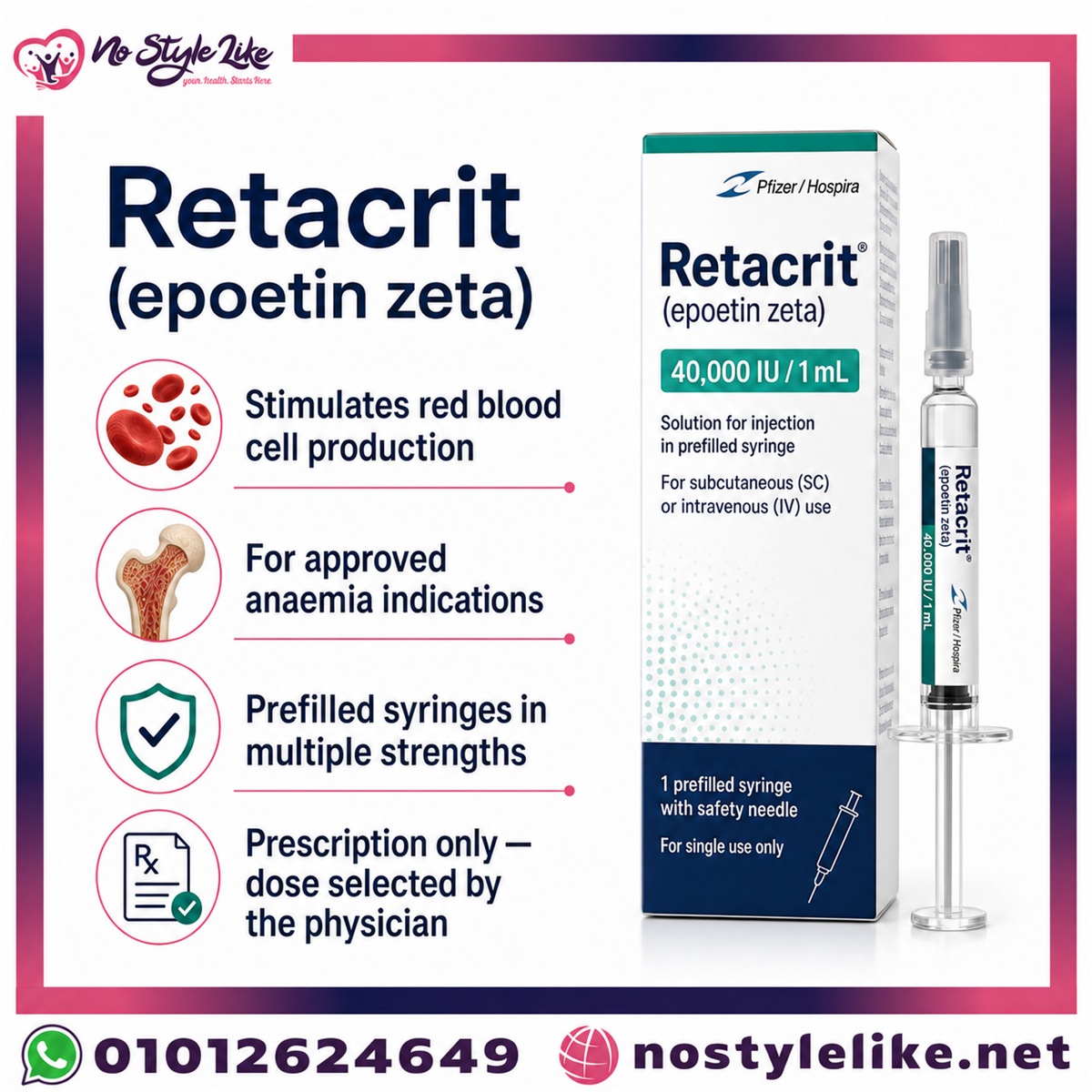 Retacrit epoetin zeta English medical information card