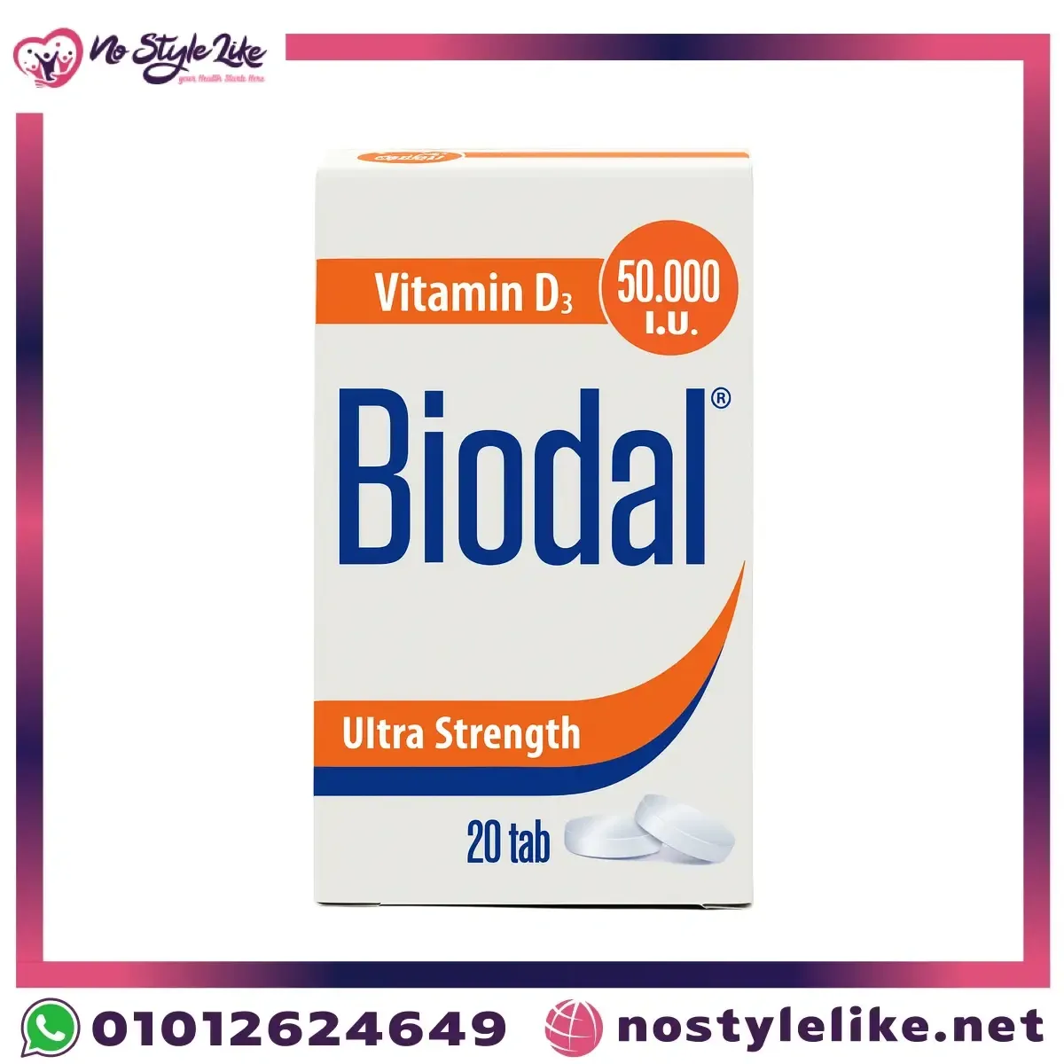 Biodal Vitamin D3 50000 IU 20 Tablets original front package photo