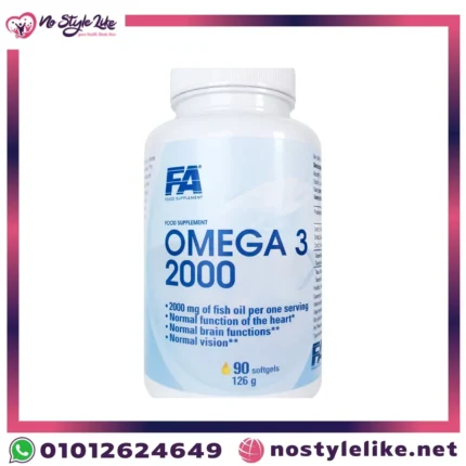 FA Omega 3 2000 Food Supplement – Bottle front view, 90 softgels 126g