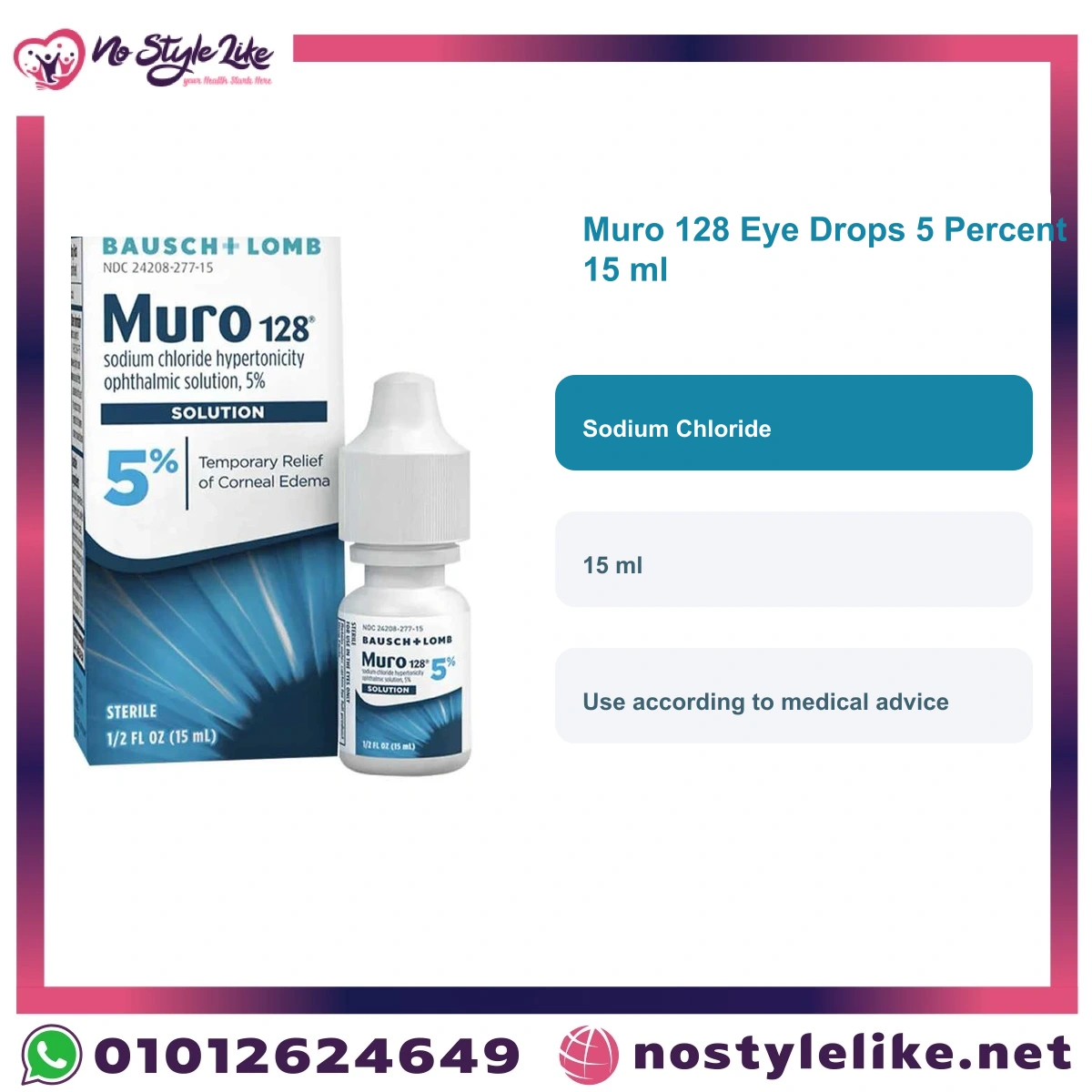 Muro 128 Eye Drops 5% 15 ml English information card