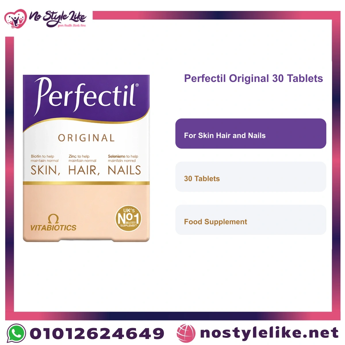 Perfectil Original 30 Tablets English information card