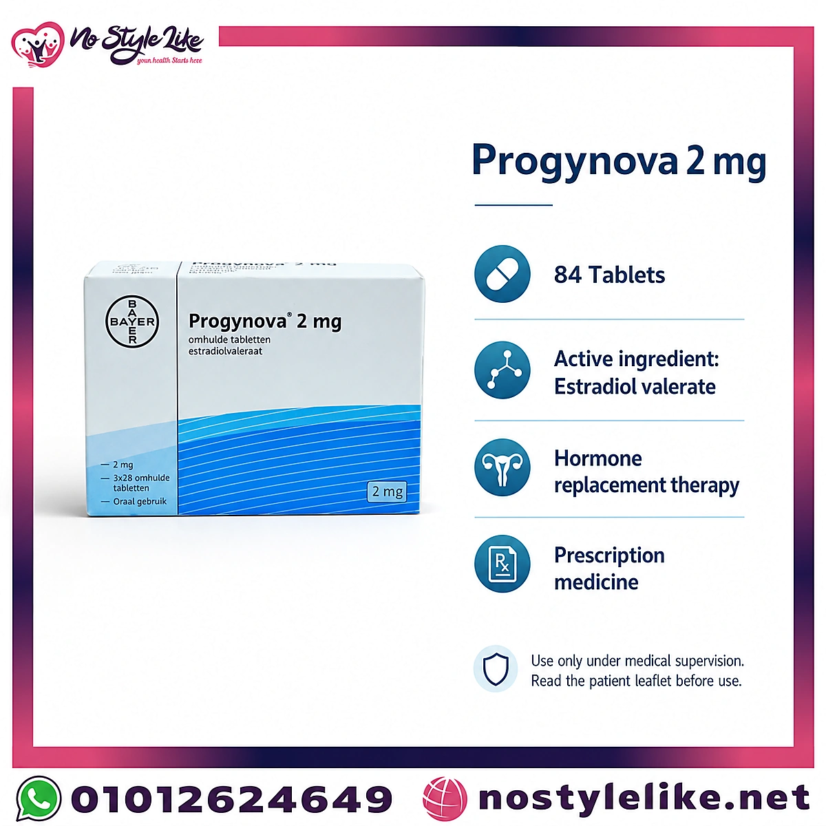 Progynova 2 mg 84 Tablets Estradiol Valerate English information card