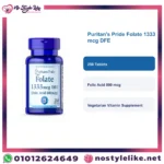 Puritan's Pride Folate 1333 mcg DFE English card with original bottle image