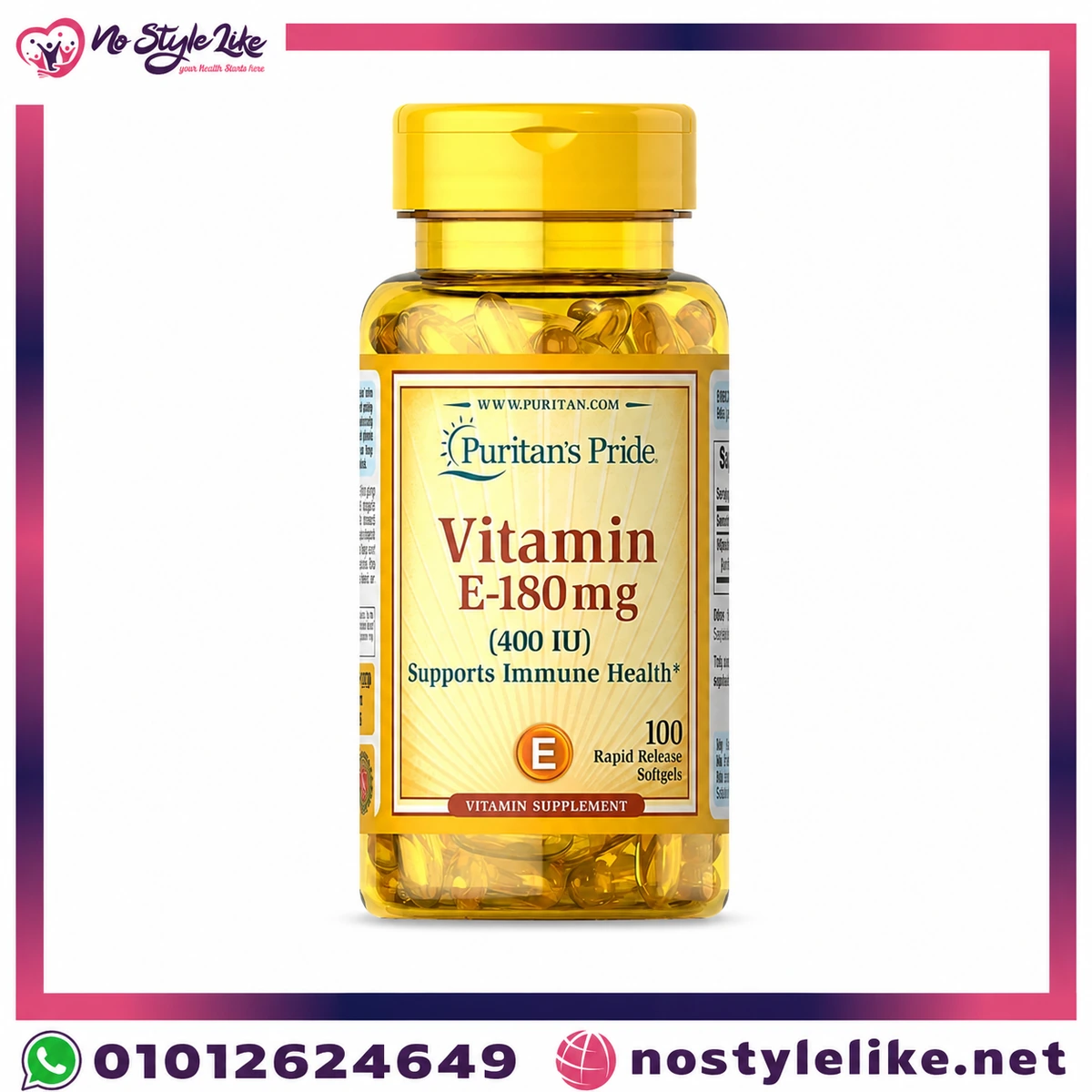 Puritan's Pride Vitamine E 400 iu 180 mg100 Capsules مكمل غذائي - الصورة الرئيسية