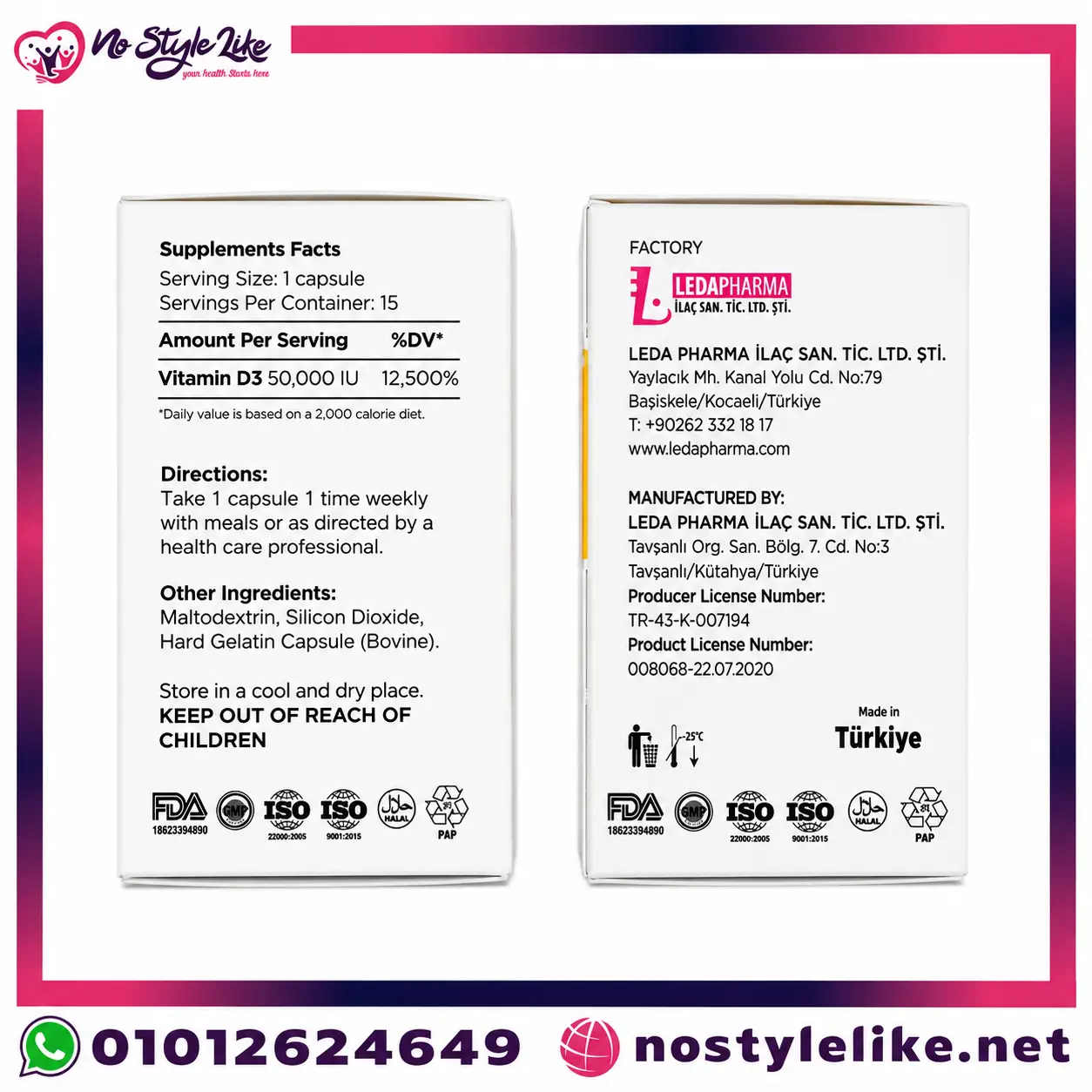 Vitamin D3 50000 IU Leda Pharma 15 Capsules - Bone & Immune Support - Image 5