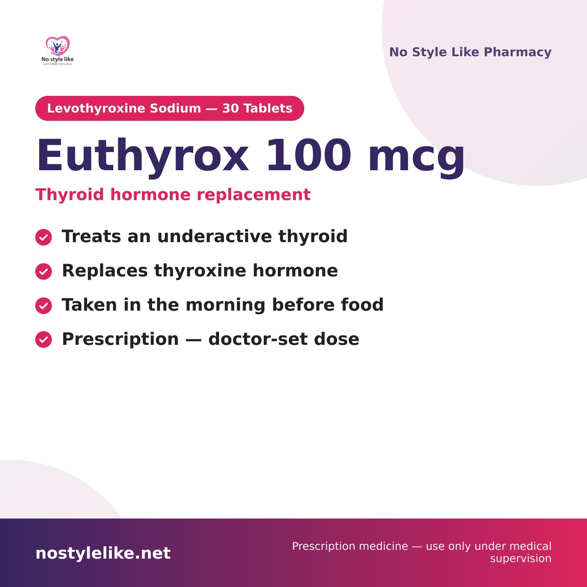 Euthyrox 100 mcg - levothyroxine for underactive thyroid