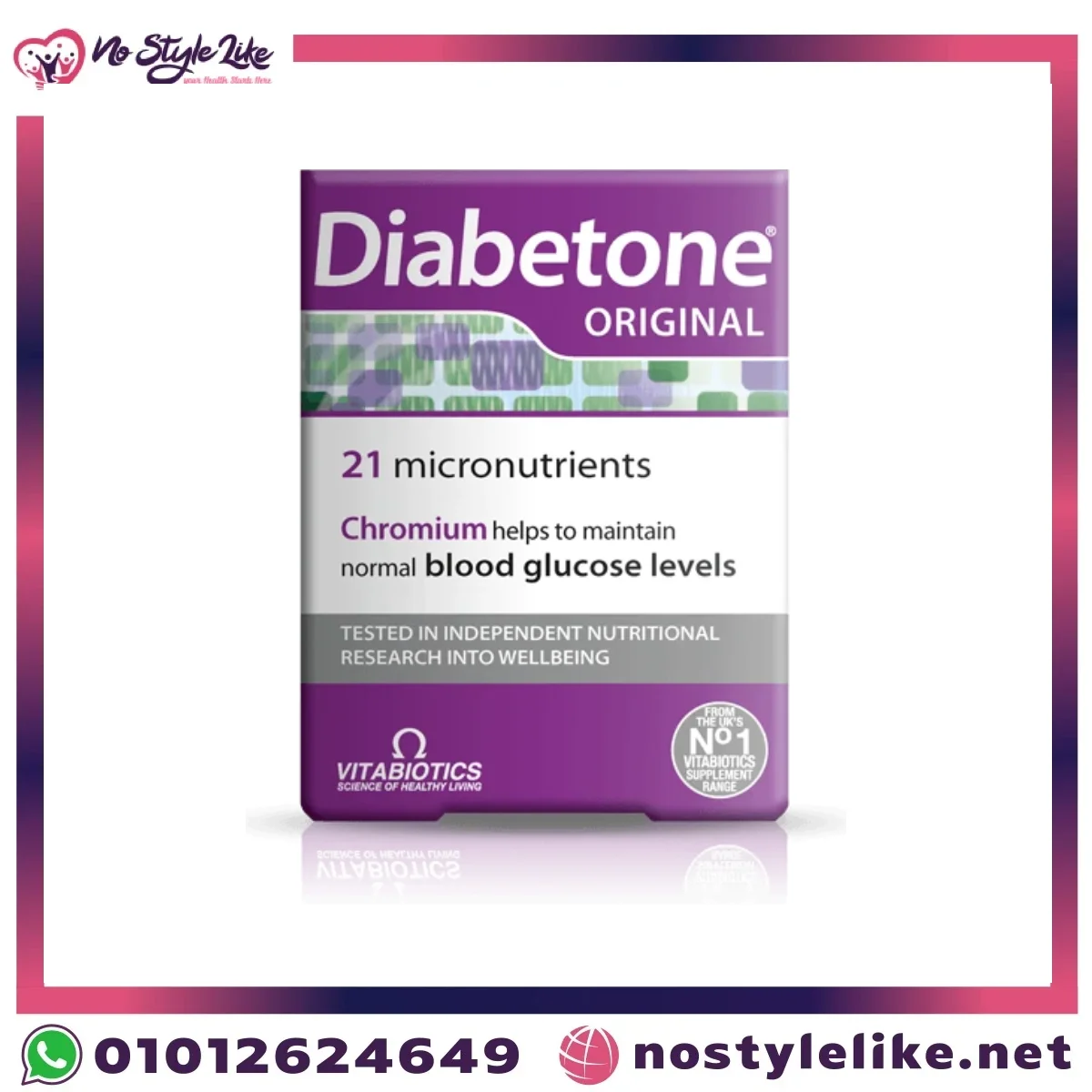 Diabetone Original by Vitabiotics 21 micronutrients with chromium to support the maintenance of normal blood glucose levels for people focused on nutrition - 30 tablets