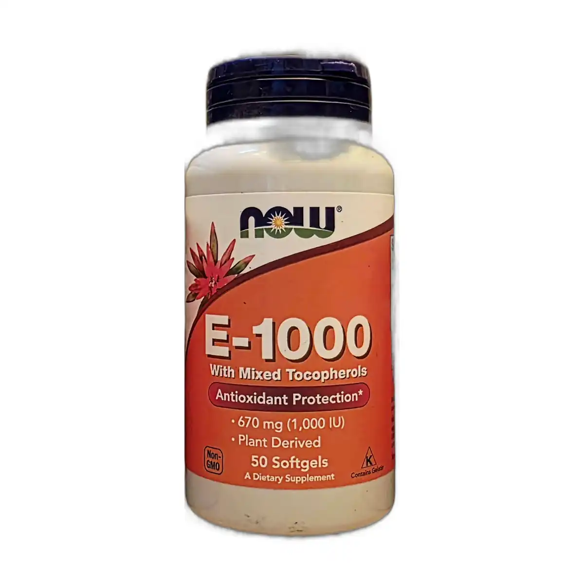 Vitamin E — عبوة NOW E-1000 فيتامين E 1000 وحدة دولية 670 مجم مع التوكوفيرولات المختلطة 50 كبسولة نباتي