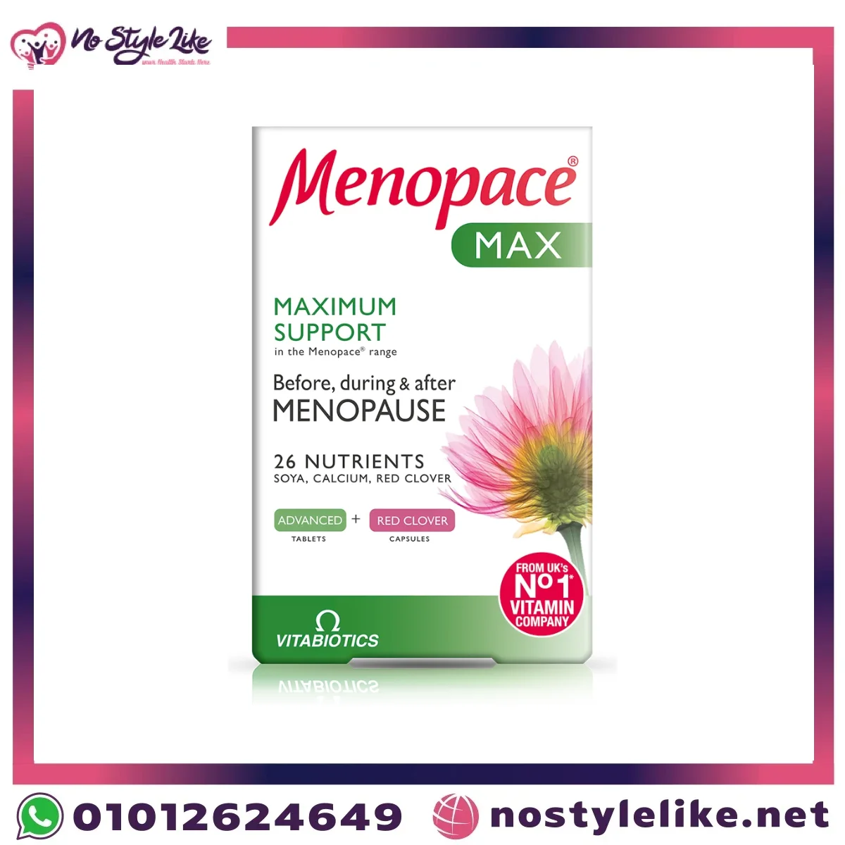 Menopace MAX by Vitabiotics 84 tablets and capsules 26 nutrients with isoflavones and red clover for menopause and bone support