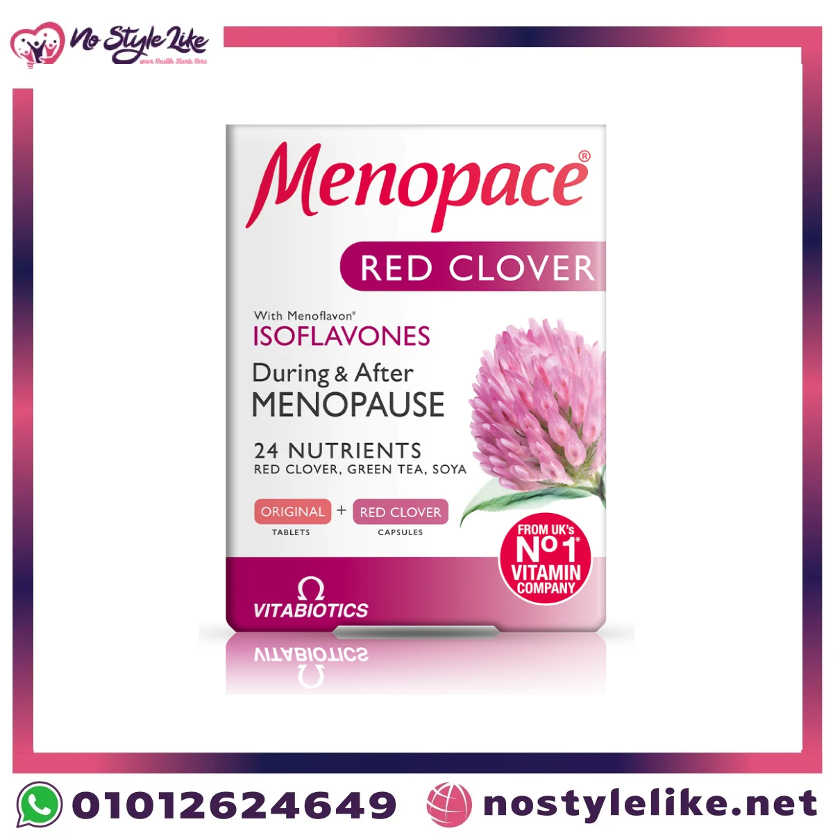 Menopace Red Clover by Vitabiotics dual pack of 56 tablets and capsules with 24 nutrients and red clover isoflavones for women before during and after menopause