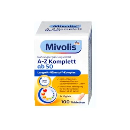 ميفوليس A-Z كومبلت للأعمار فوق 50 عبوة 100 قرص Mivolis A-Z Komplett ab 50 — 24 عنصرًا مع اللوتين