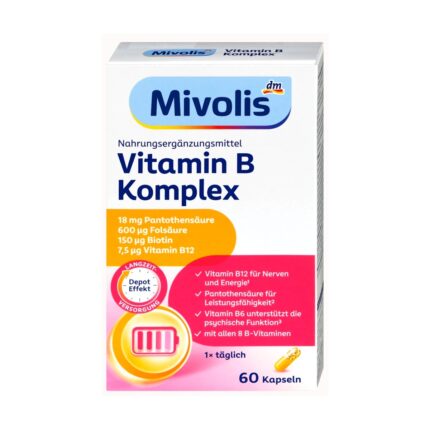 ميفوليس فيتامين ب كومبلكس 60 كبسولة Mivolis Vitamin B Komplex — كل فيتامينات B الثمانية بتأثير ممتد