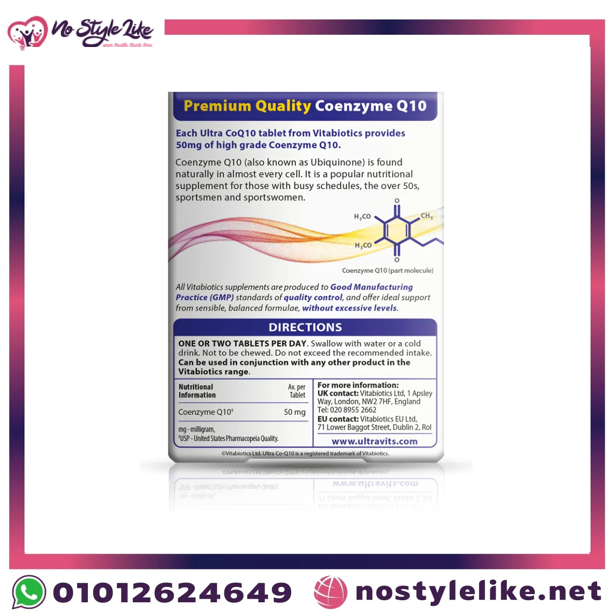 Ultra Co-Q10 by Vitabiotics 50mg Coenzyme Q10 — 60 Tablets - Image 2