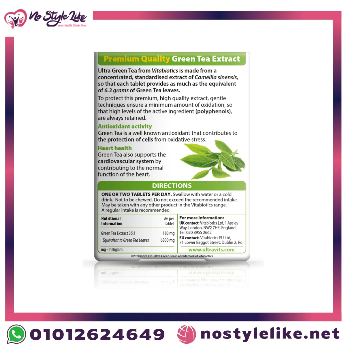 Ultra Green Tea by Vitabiotics 30 Tablets High Strength - Image 2