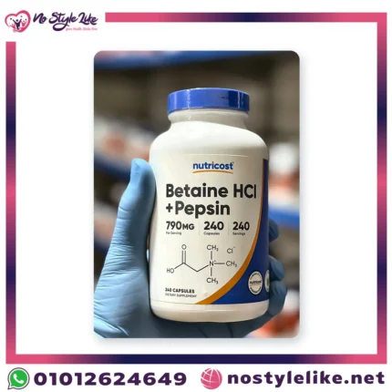 Nutricost Betaine HCl + Pepsin 790 mg 240 Capsules | نيوتريكوست بيتايين HCl مع البيبسين 790 مجم 240 كبسولة