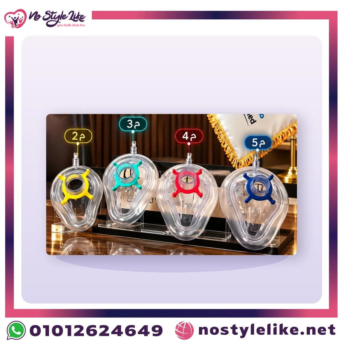 Reno Med transparent anesthesia face mask with inflatable cushion and colour-coded ring, sizes 2 to 5