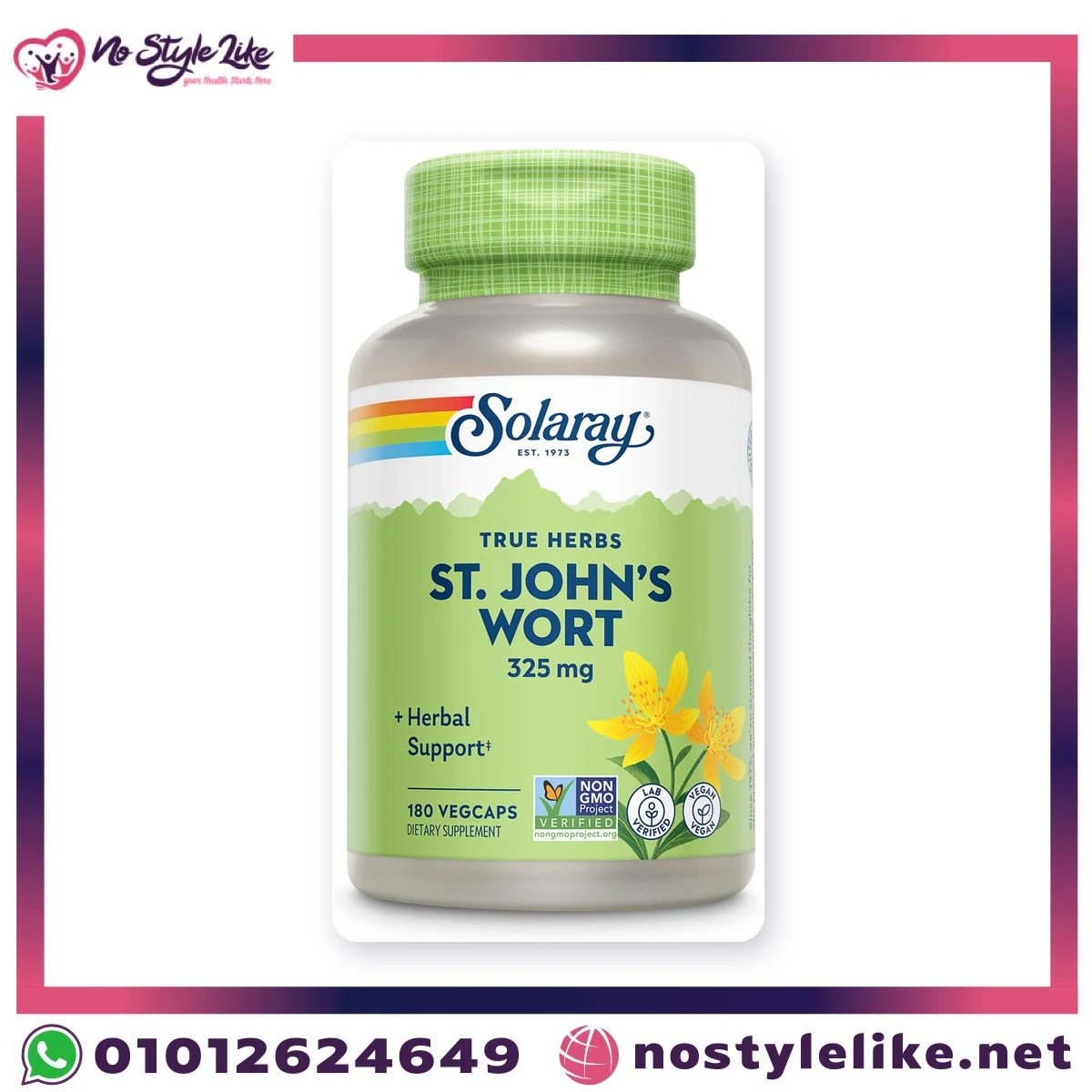Solaray St. John's Wort 325 mg 180 VegCaps – front of the bottle